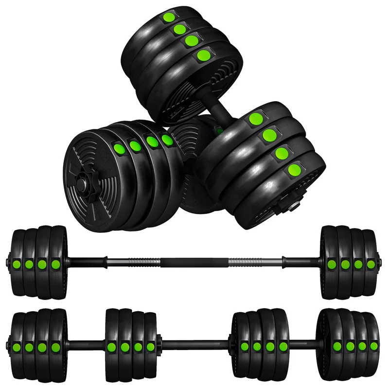 Sada činek 2 v 1, nastavitelná do 30 kg, protiskluzová, černá/zelená
