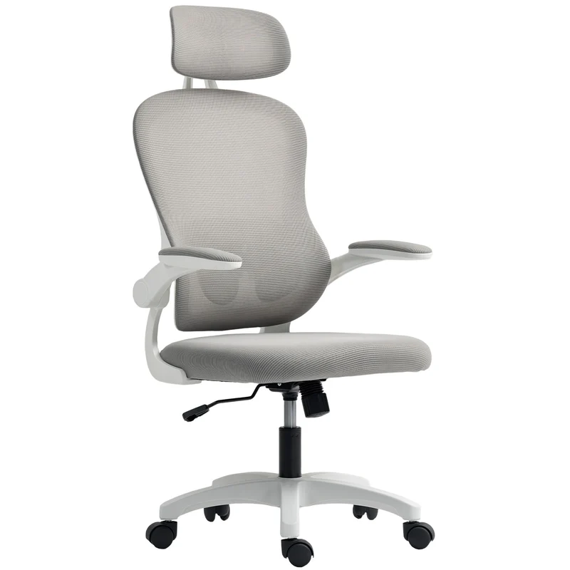 Ergonomická kancelářská židle, síťovaná opěrka, nastavitelná, šedá