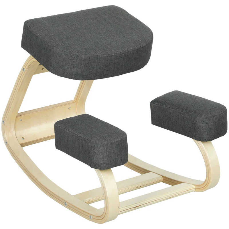Ergonomická klekačka, březové dřevo, nosnost 120 kg, tmavě šedá