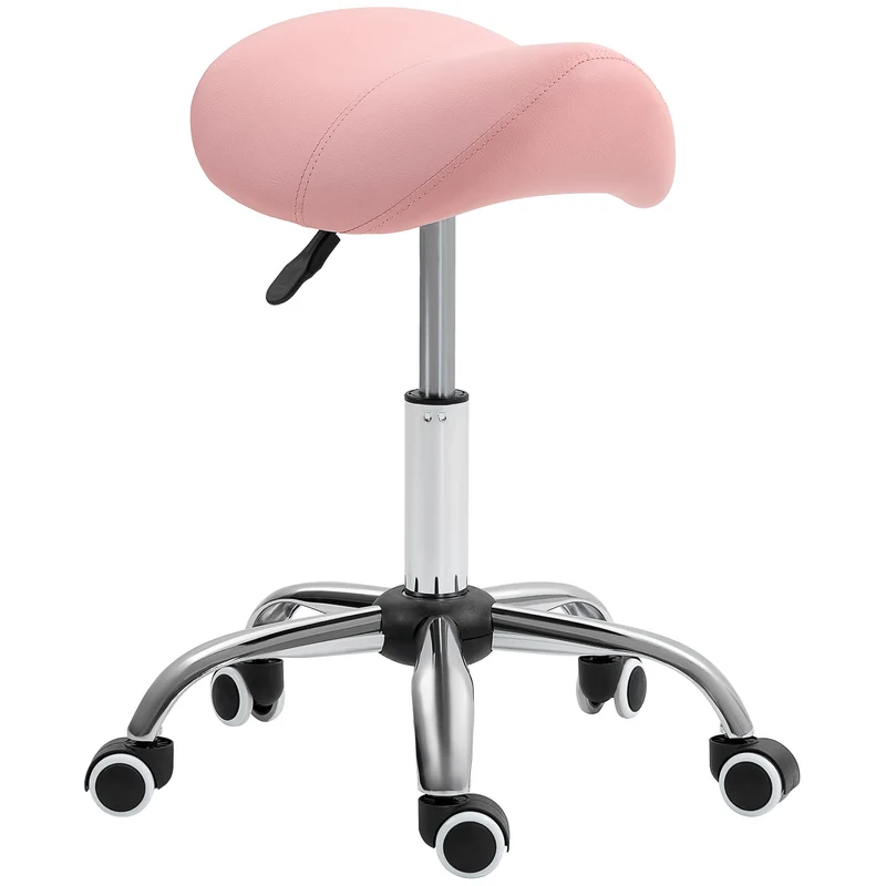 Výškově nastavitelná otočná stolička, otočná o 360 stupňů, růžová, 49–61 cm