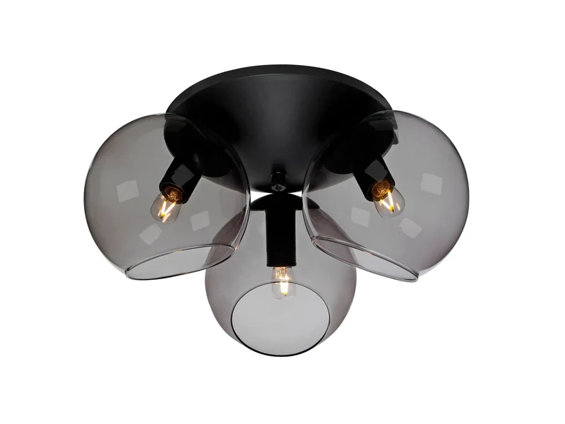 Capella plafond metall svart/rökfärgat glas