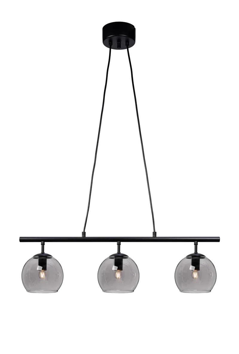 Capella taklampa metall svart/rökfärgat glas