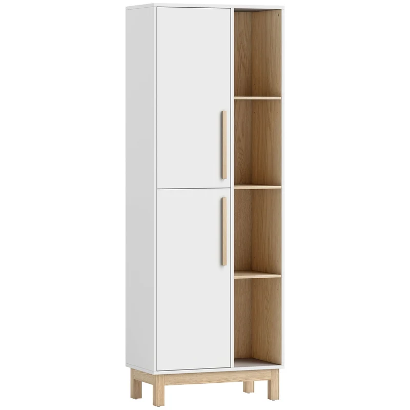 Knihovna se 4 policemi a 2 skříňkami, MDF, bílá, 176 cm