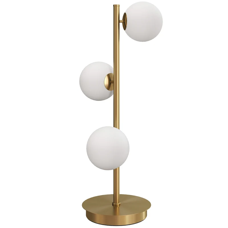 Stolní lampa se 3 koulemi, mosazný povrch, patice G9, 53 cm