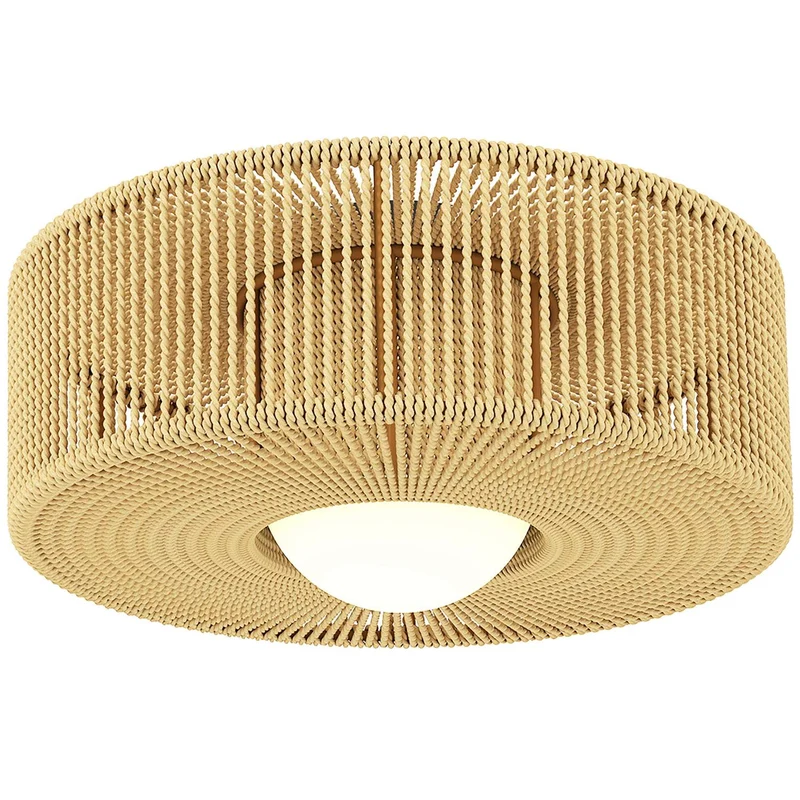 Stropní lampa v boho stylu s ratanovým stínidlem, G9 LED, 30 cm