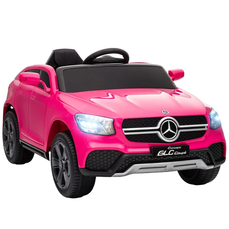 Elektrické auto pro děti, 12V, dálkové ovládání, LED, hudba, růžové
