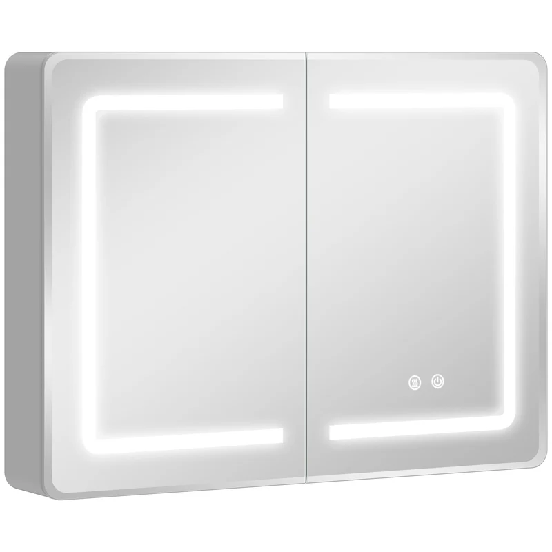 Zrcadlová koupelnová skříňka s LED, bez zamlžování, 80 x 60 cm