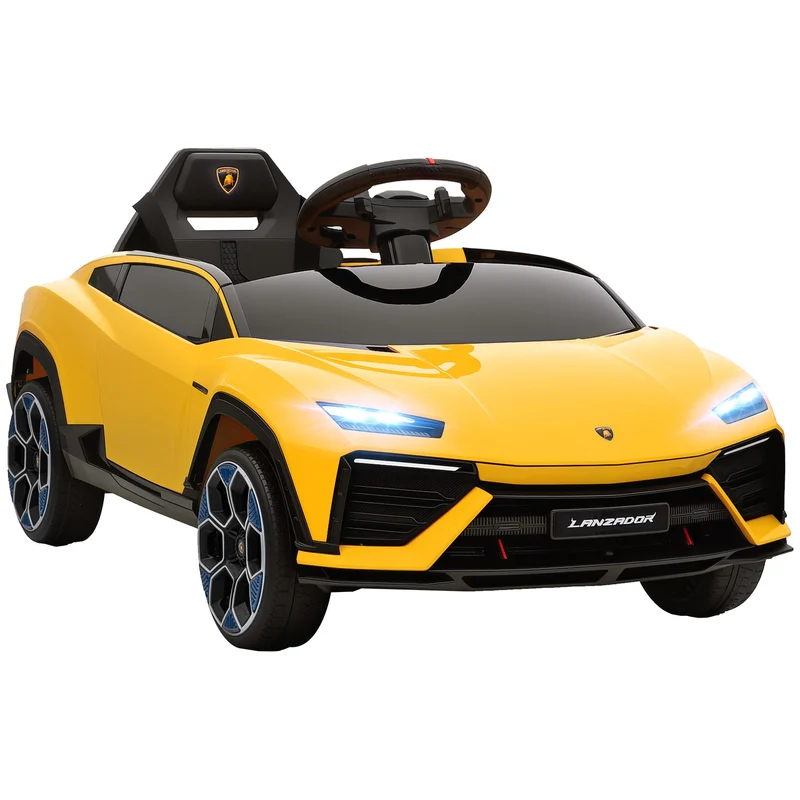 Elektromobil pro děti 12V s dálkovým ovládáním, 2 motory, žlutý