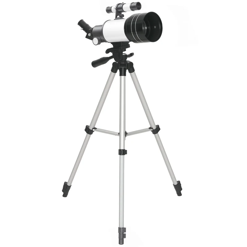 Teleskop s čočkou 70 mm, nastavitelným stativem, stříbrný