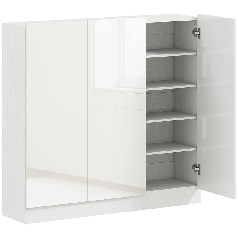 Botník, 10 polic, ventilace, tiché dovírání, bílý dřevěný dekor