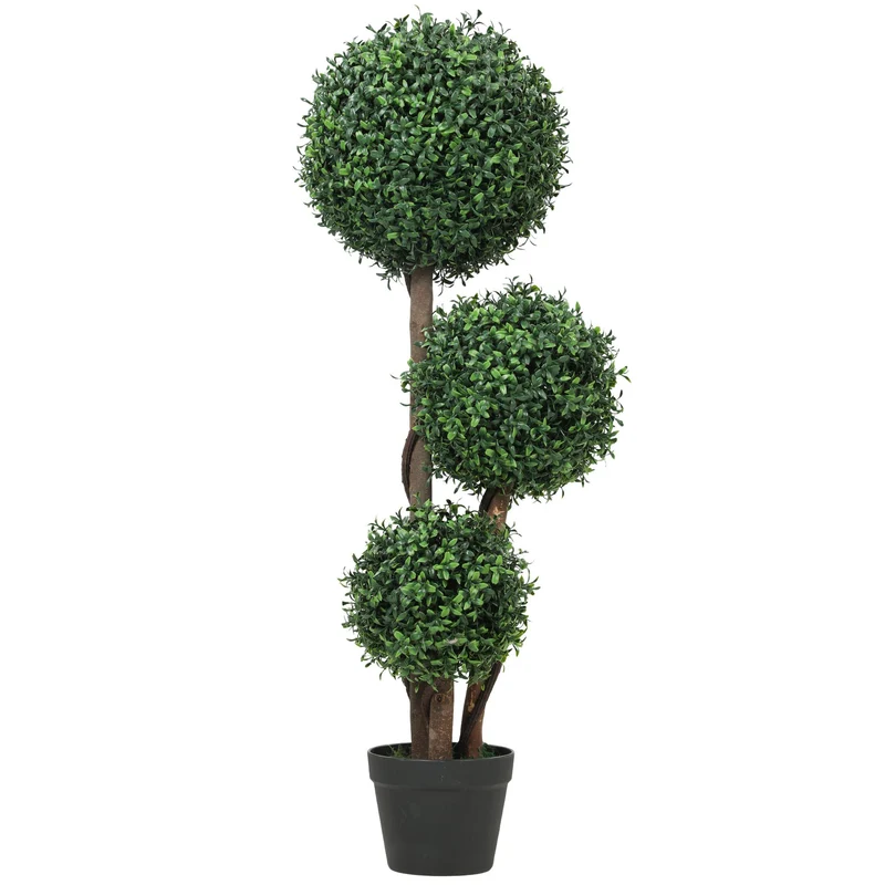 Umělý zimostráz, design se třemi koulemi, 100 cm, zelený