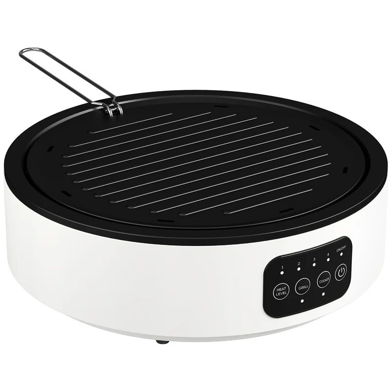 Dvojitá keramická varná deska a gril, 2000W, 4 úrovně ohřevu, bílá