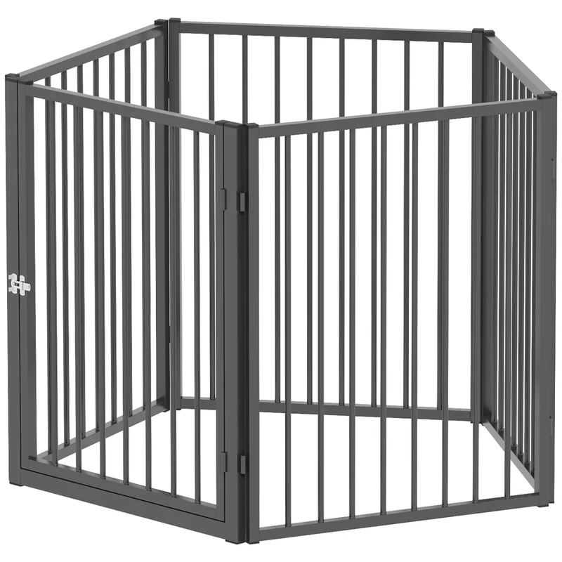 Přenosná ohrádka pro domácí mazlíčky, 5 panelů, černý ocelový plot