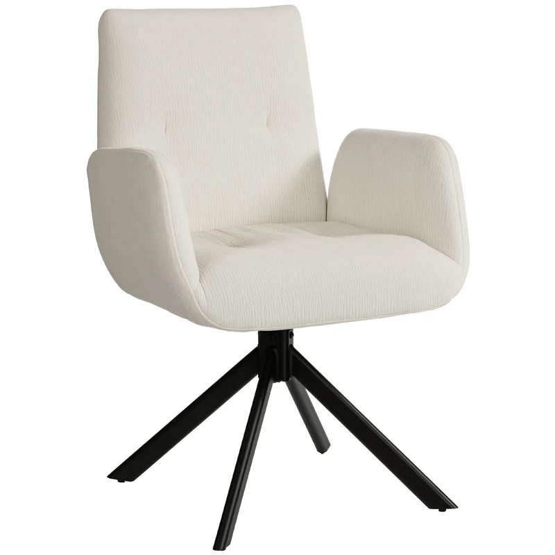 Otočná židle, moderní design, krémově bílá, nosnost 120 kg