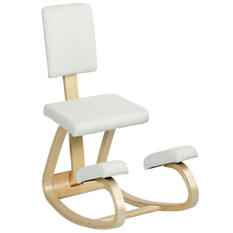 Ergonomická klečící židle, březový rám, krémově bílá