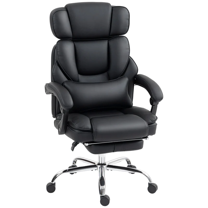 Ergonomická kancelářská židle s bederní opěrkou, černá, PU kůže