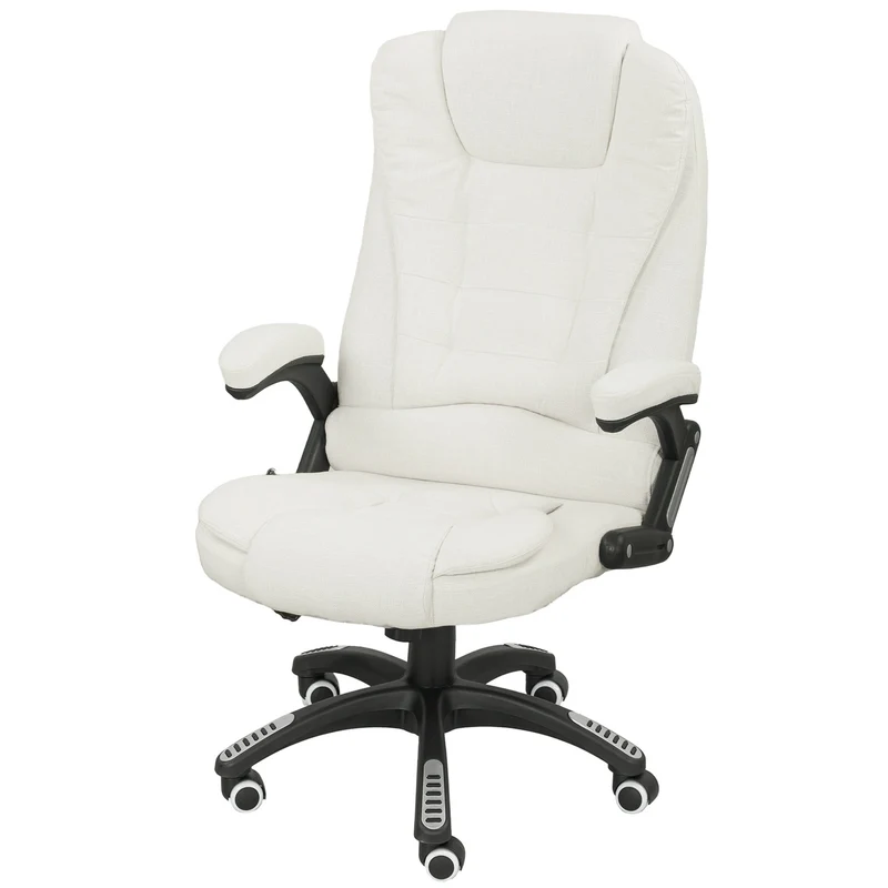 Ergonomická kancelářská židle s masážní funkcí, krémově bílá, 68x72x110–120 cm