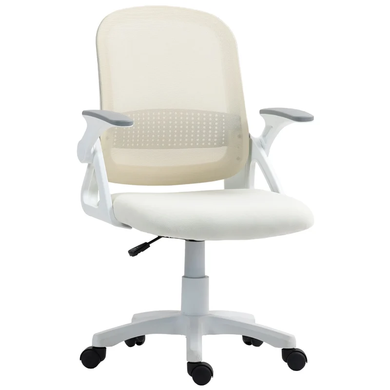 Ergonomická kancelářská židle ze síťoviny, výklopné područky, bílá