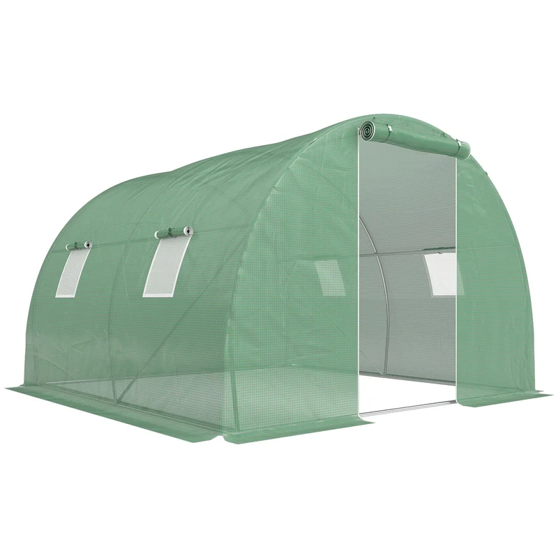 Skleník s okny, 3x3 m, tmavě zelený