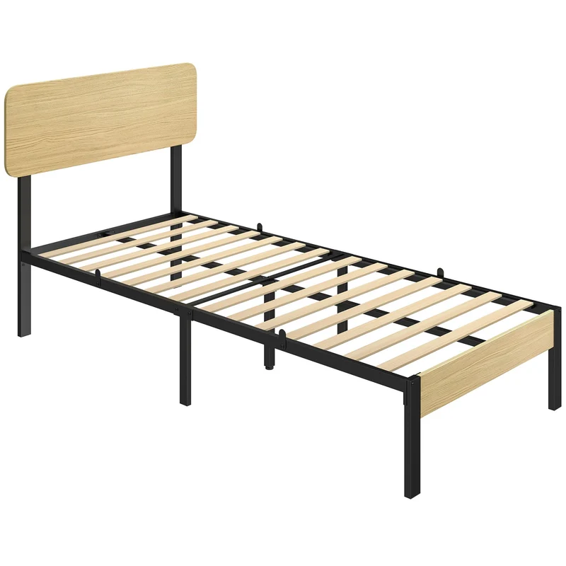 Postelový rám 90 x 200 cm z kovu s čelem, úložný prostor