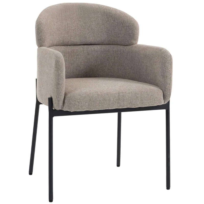 Designové lounge křeslo, područky, žinylkové čalounění, kovové nohy, hnědé