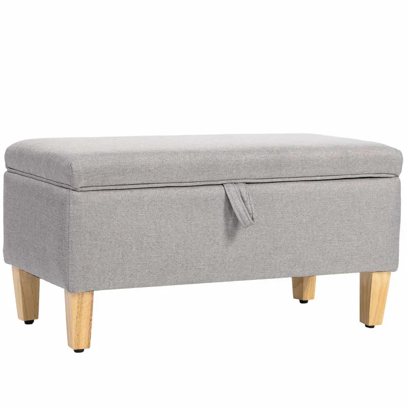 Úložná lavice Ottoman, lněný vzhled, světle šedá, 71cm