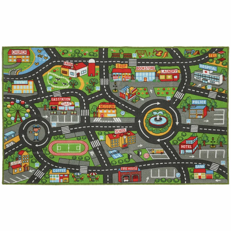 Dětská hrací podložka 160x100cm, protiskluzový městský design