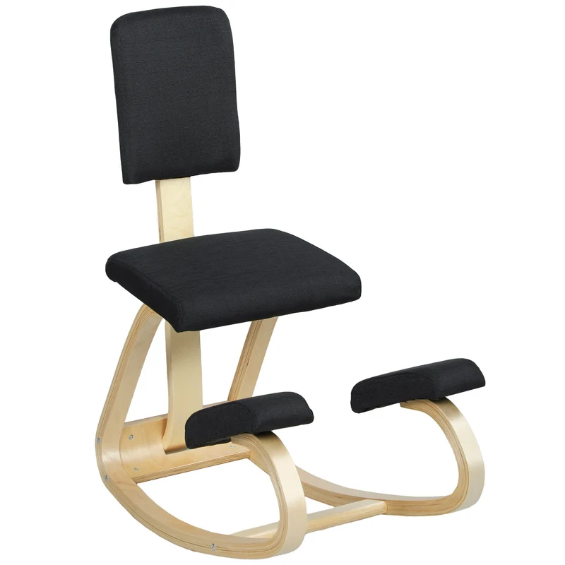 Ergonomická klekačka, březové dřevo, černá, pro domácnost a kancelář