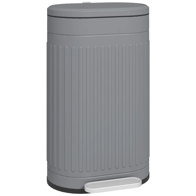 Kovový pedálový koš 30L s víkem s tichým dovíráním, šedý