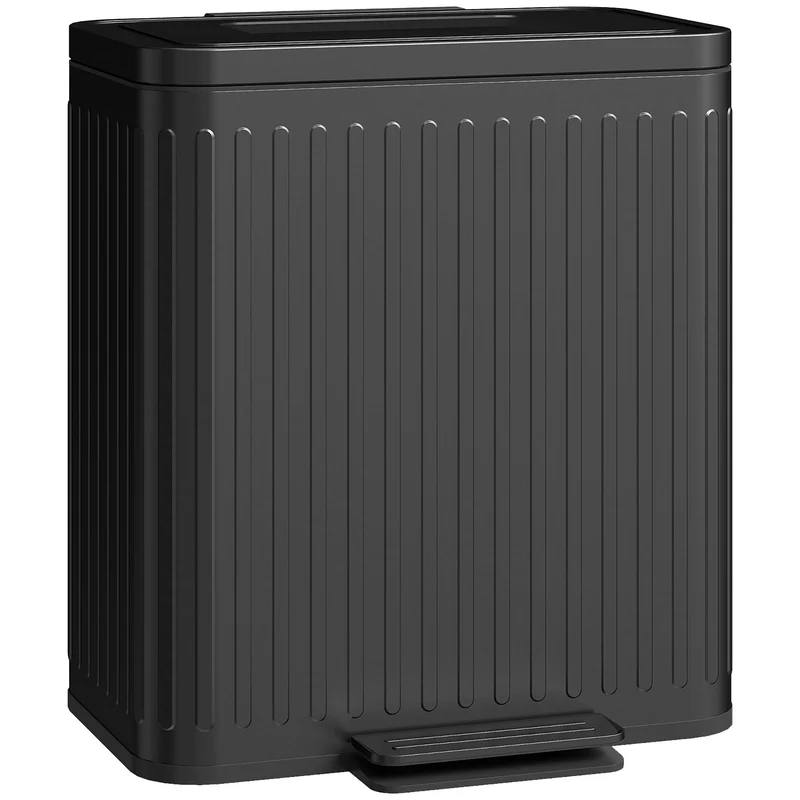 Dvojitý pedálový koš 40L, kovový, kapacita 2 x 20L