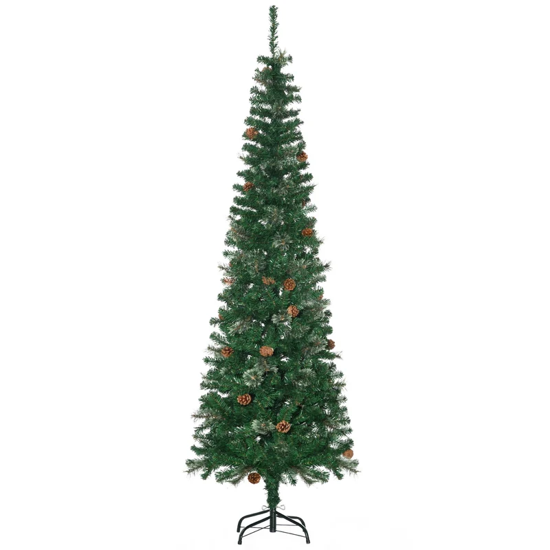 Úzký umělý vánoční stromek, zelený, 195 cm, pro použití v interiéru