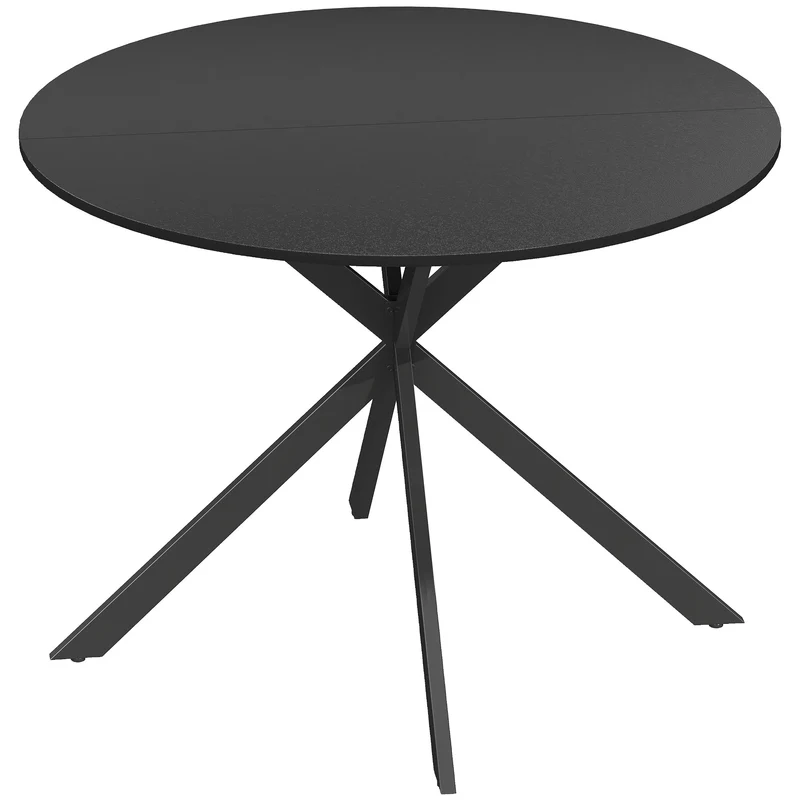Kulatý jídelní stůl pro 4 osoby, industriální styl, černý