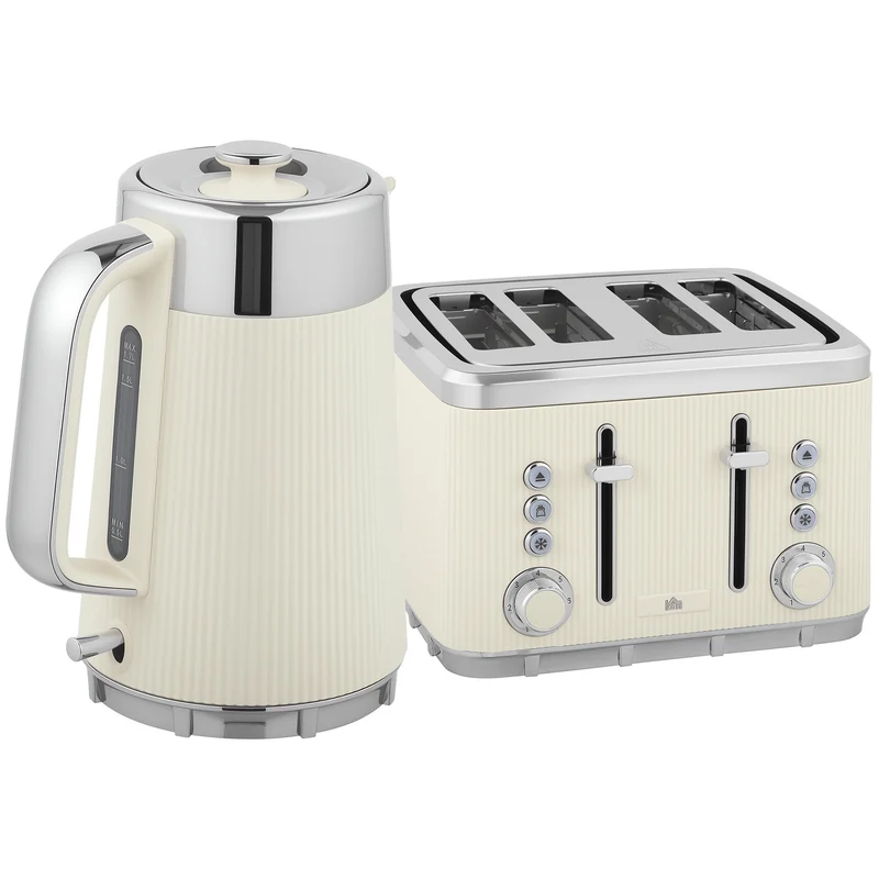 Rychlovarná konvice 1,7 l 2200 W a toustovač na 4 plátky, krémově bílý