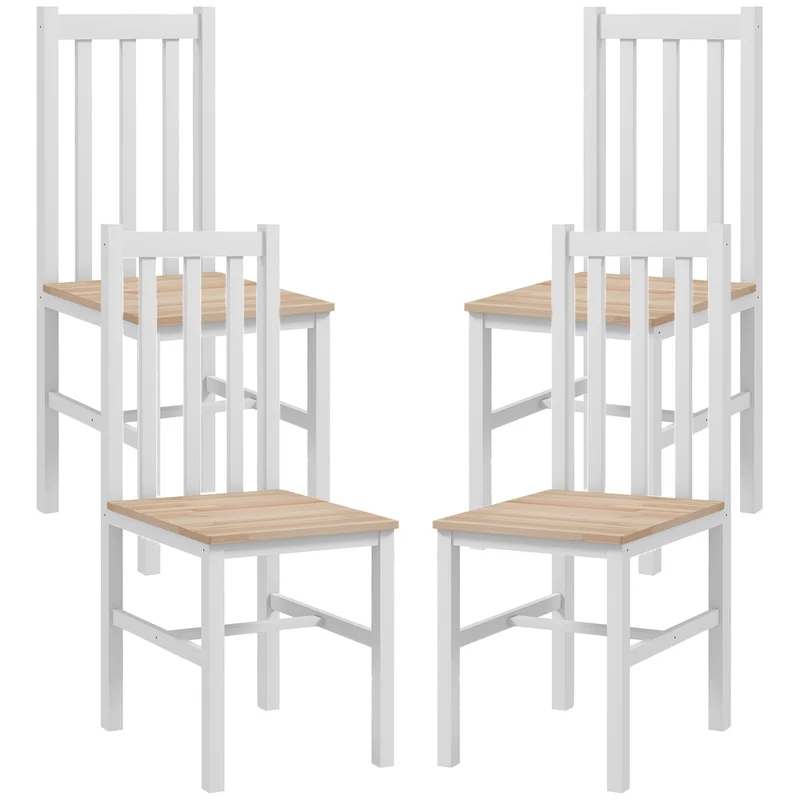 Jídelní židle ze 4 kusů masivního dřeva, moderní design, přírodní