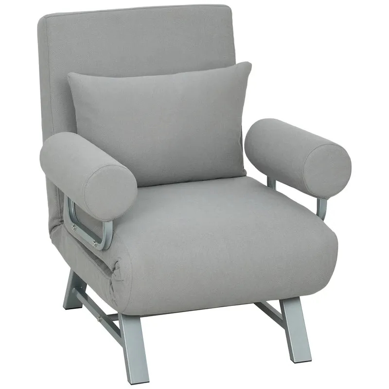 Rozkládací křeslo na spaní, ergonomické, světle šedá látka