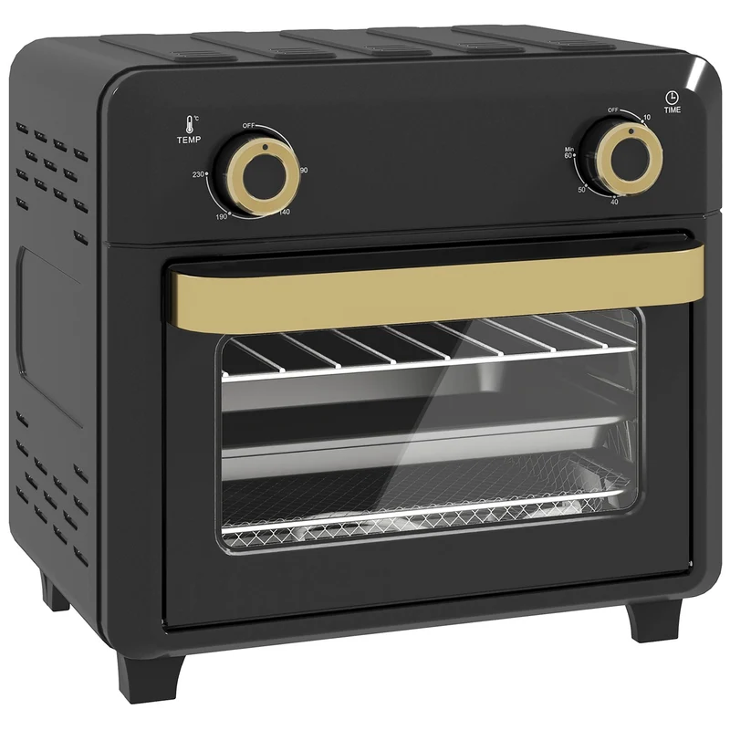 Mini trouba s horkovzduchem, horkovzdušná fritéza, časovač, 10L, černá