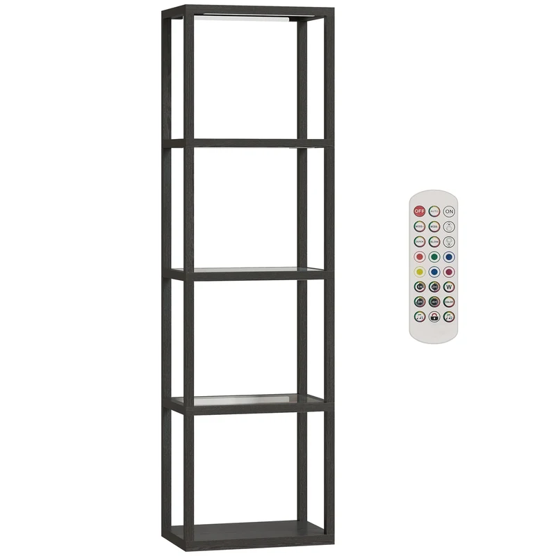 Stojací RGB lampa se skleněnými policemi, LED, dálkové ovládání, synchronizace s hudbou