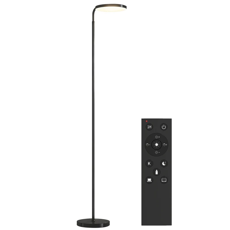 Stojací LED lampa, nastavitelná, dálkové ovládání, černá