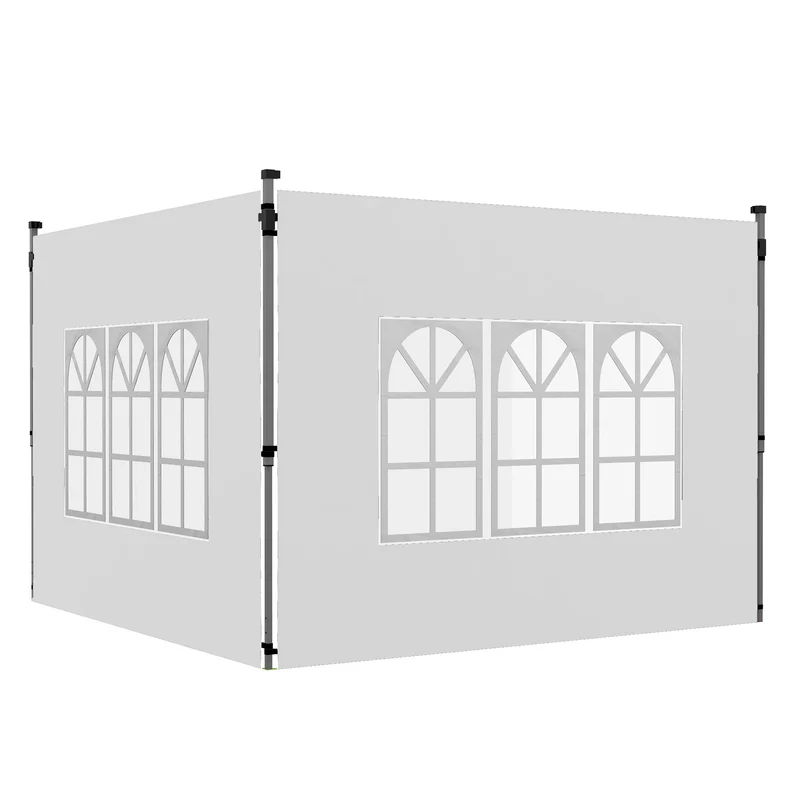Vodotěsné boční stěny k altánu s okny, 3x3/3x4 m, bílé