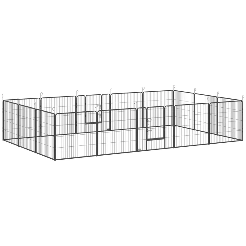 Ohrádka pro štěňata, 16 panelů, skládací s dvířky, 3,2m x 3,2m