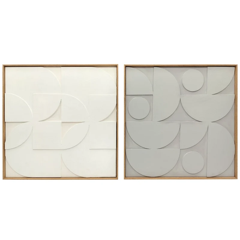 Sada 3D geometrických nástěnných dekorací, 2 díly, 80x80 cm, bílá