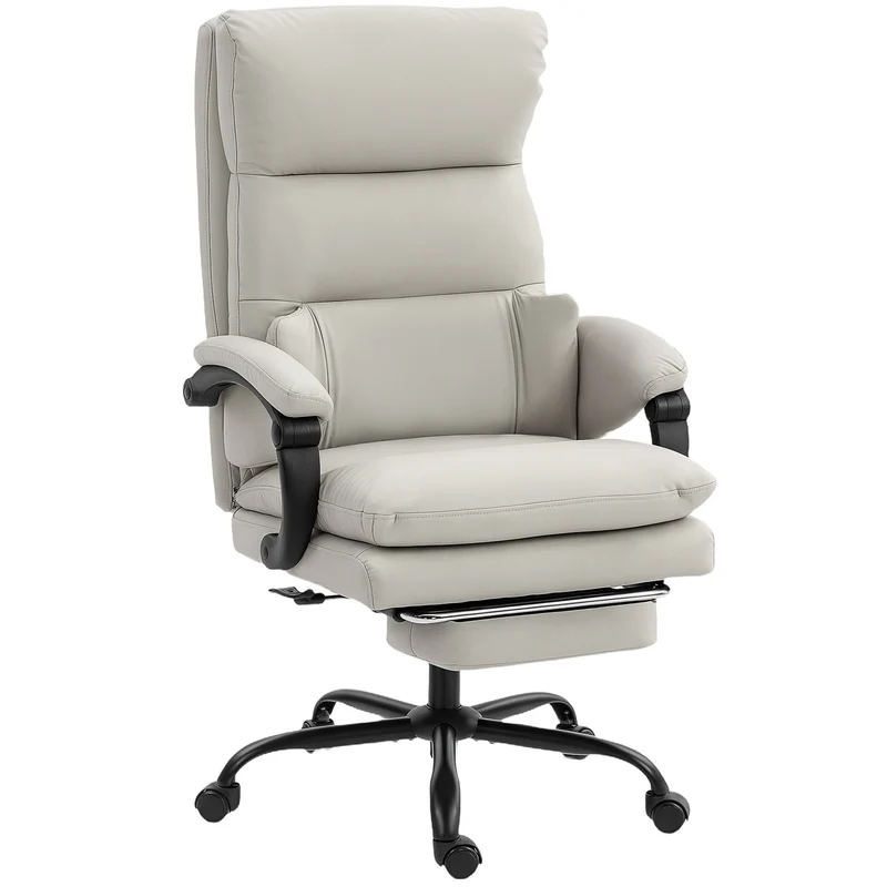 Ergonomická kancelářská židle, nastavitelná, s bederní opěrkou, světle šedá