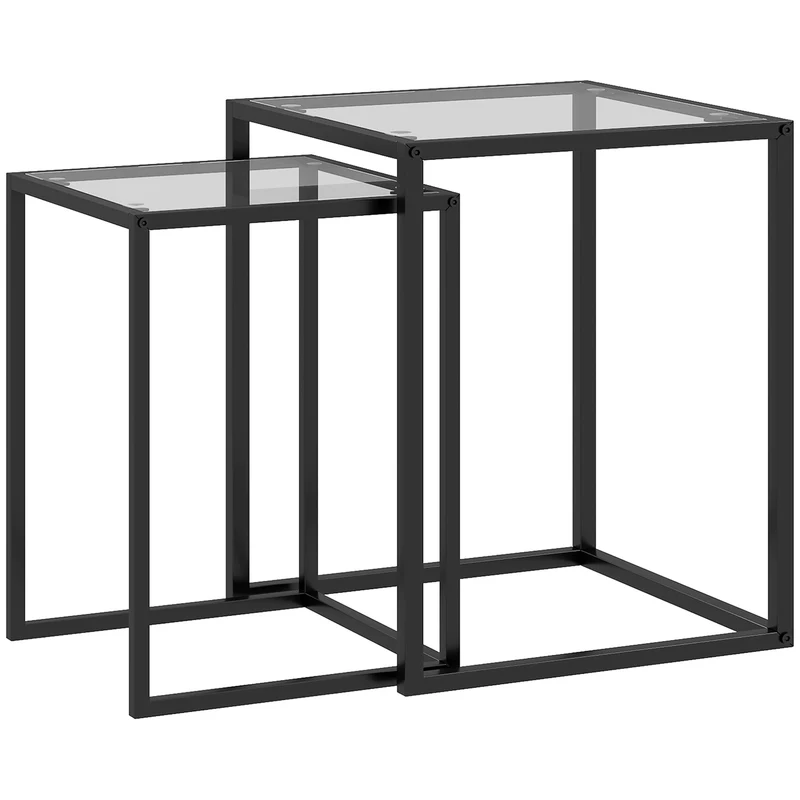 Stohovatelné odkládací stolky, ocelové nohy, černé, moderní design