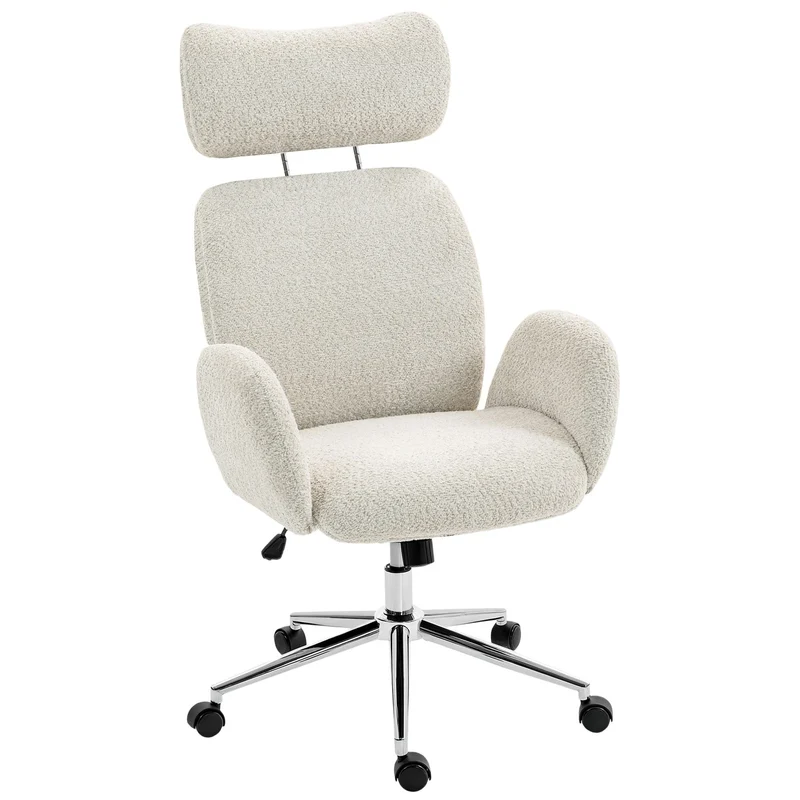 Ergonomická kancelářská židle, nastavitelná opěrka hlavy, naklápění, šedobílá