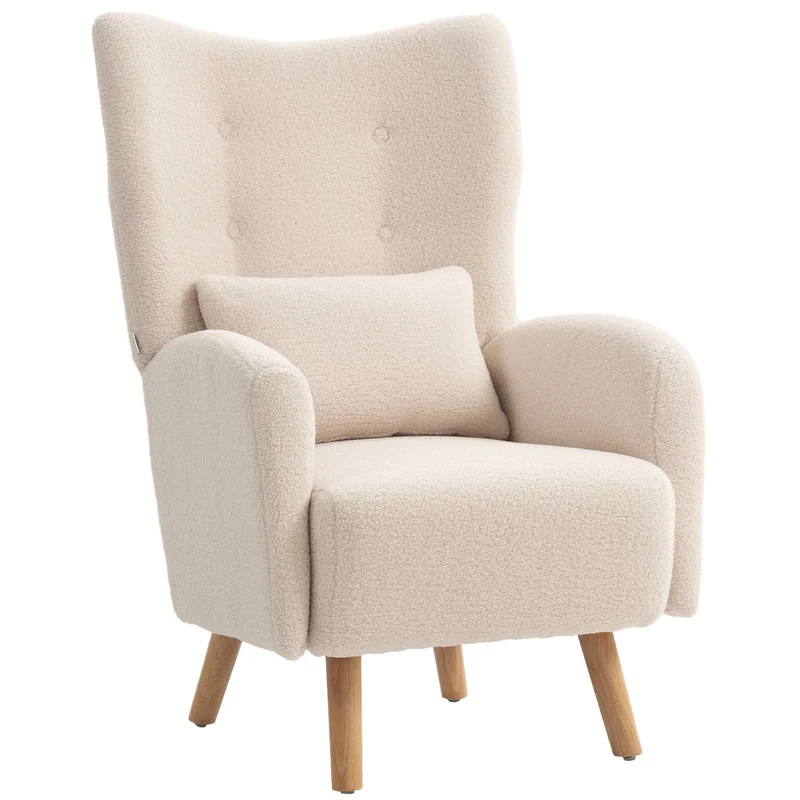 Designové křeslo, plyšové čalounění, pěnový sedák, béžové
