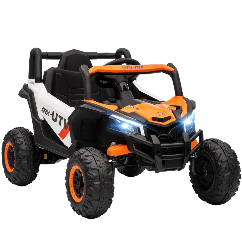 Elektrické autíčko pro děti 12 V, dálkové ovládání, bezpečnostní pás, klakson, LED, USB, oranžové