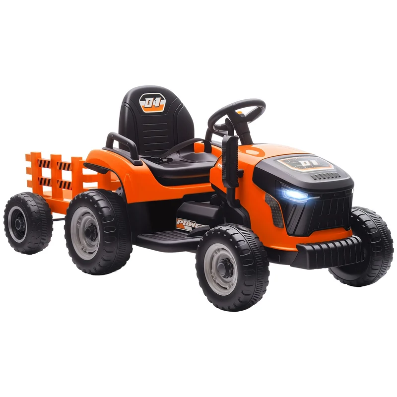 Elektrický traktor pro děti s dálkovým ovládáním, věk 3-8 let, oranžový