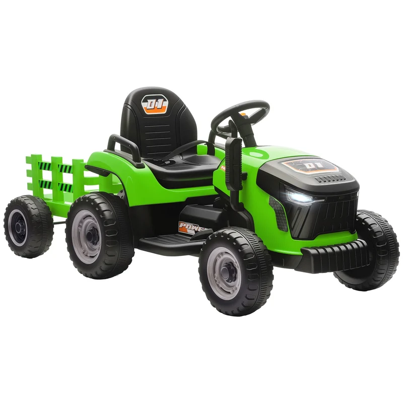 Elektrický traktor pro děti s dálkovým ovládáním, 3-8 let, zelený