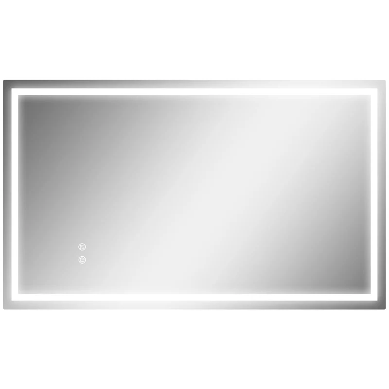 Koupelnové zrcadlo s LED osvětlením – nastavitelný jas, ochrana proti zamlžování, 100x60 cm