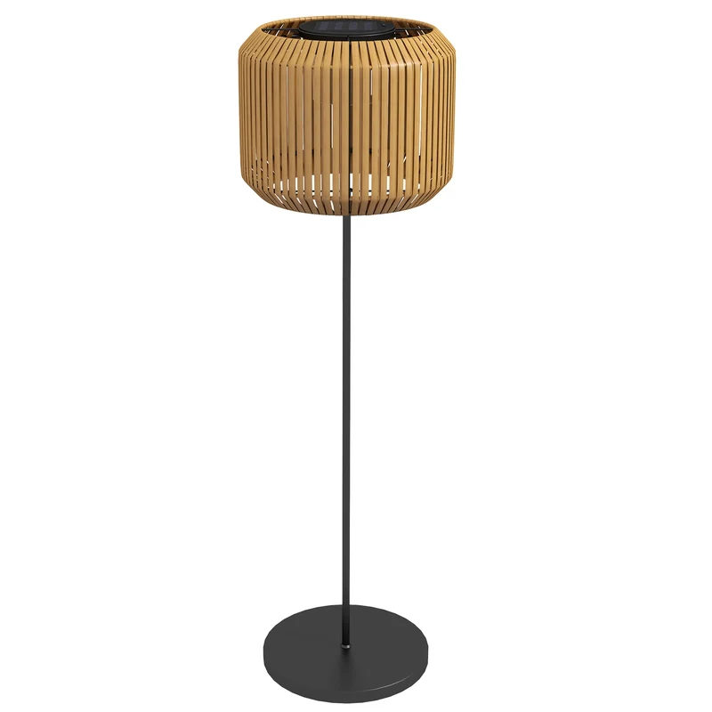 Solární stojací lampa z ratanu, teplé světlo, automatické zapnutí/vypnutí